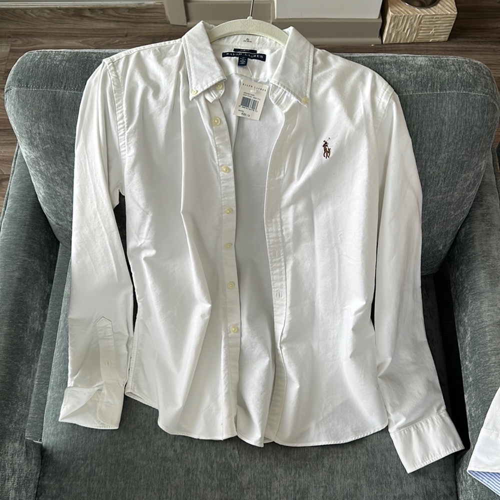Ralph Lauren white button up, Size 12, Color white